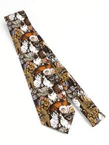 1pc Men's Fashion Cat Tie, 8cm Animal Print Necktie - Multicolor - View 3