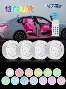 GLANBERT 3" Wireless Interior Car Led Lights With Remote Control, 16 Colors, Magnetic Touch Ambient Led Lights For Decor ﻿ - Multicolor - View 10