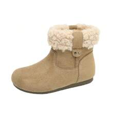 Botas de Nieve de Gamuza Vintage para Mujeres 2025 Botas Cortas de Terciopelo de Invierno Punta Redonda Plana Uso Bidireccional Zapatos Cálidos para Mujeres - Caqui - Ver 13