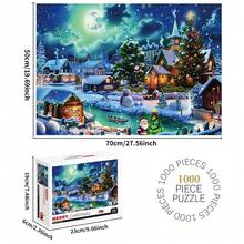 1 Caixa 1000 peças Quebra-cabeça de Papel de Natal, Tamanho 70X50cm, Brinquedo de Quebra-cabeça Grande para Adultos, Jogo Familiar Interessante para Educação, Inteligência e Alívio do Estresse, Presente de Aniversário Perfeito para Dia das Mães, Natal, Halloween, Ação de Graças, Páscoa