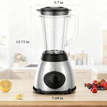 Batidora para batidos, batidora de cristal de 1000 W para encimera de cocina con vaso de cristal de 1,4 l, triturador de hielo o zumos, batidos, postres. - Negro - Ver 9