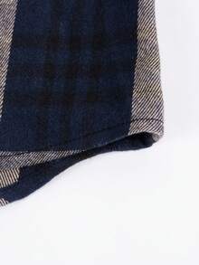 女士格子前开襟纽扣口袋休闲优雅衬衫，适合日常穿着，也适合万圣节、圣诞节、感恩节、音乐节、返校季、通勤等节日场合，秋冬春季皆宜。 - 藍色 - 查看 6