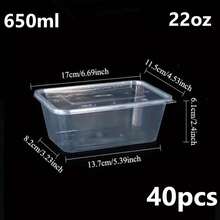 10/20/40个装食品储物盒，长方形外卖盒，带盖，PP材质，可微波炉加热，加厚外卖包装，适合包装零食、水果和蔬菜，透明盒身，经久耐用，卫生安全，边缘光滑，是婚礼、生日和外卖活动的理想之选。