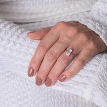 Adjustable Two-Stone Zirconia Ring With 18k Gold Plating - Gold - View 1