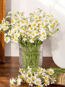 6pcs Realistic Daisy, Elegant Chamomile & Sunflower, Artificial Daisy Outdoor Plants, Suitable For Vase Centerpiece, Tabletop Decor, DIY Home Party, Spring Wildflower Wedding Daisy Party Decor (White) Chamomile, Photography Accessory Floral Bouquet, Scene Decor, Wedding Decor - Multicolor - View 2
