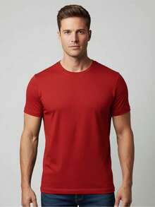 Kit Of 2 Men's T-Shirts 100% Cotton Tshirt Max T Clothing Summer Fashion Basic Everyday Wear - 紅色 - 查看 3