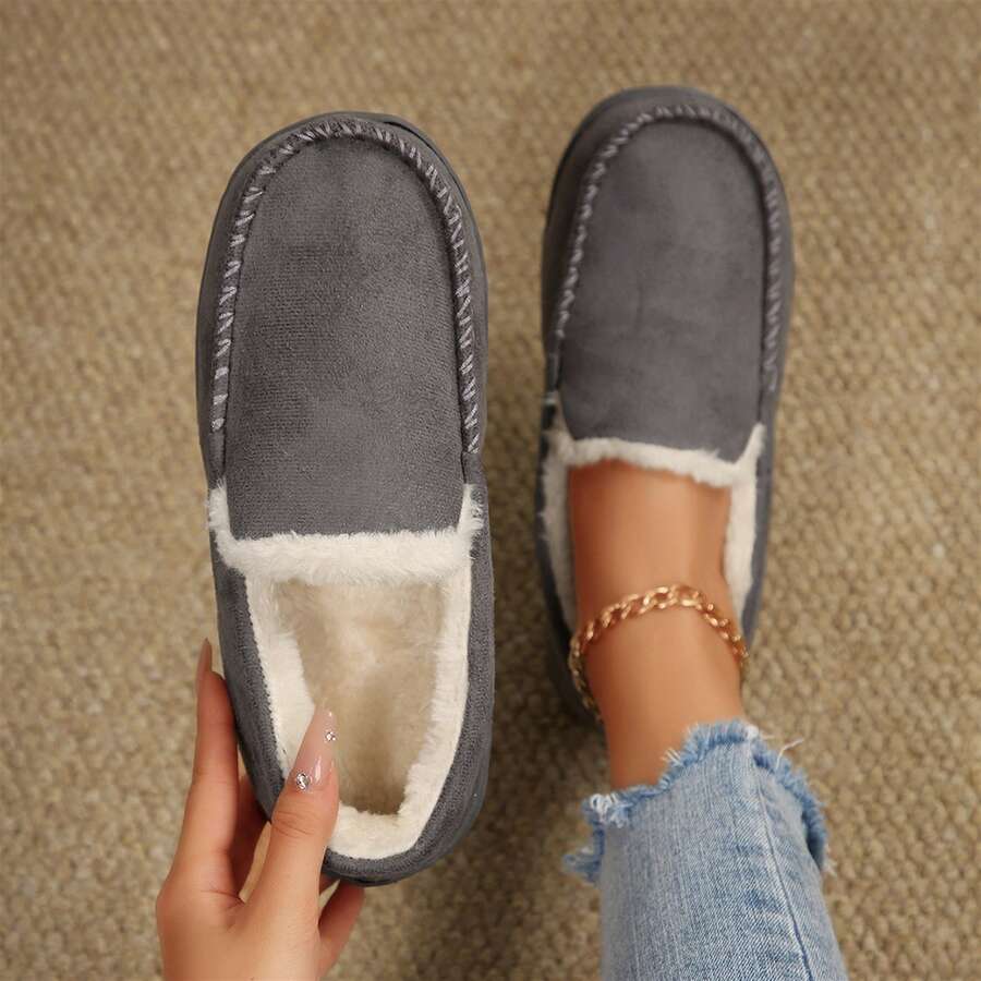 Travel Shoes Women Casual Loafers Warm Lined Shoes Slippers Casual Walking Ladies Shoes Spring Fall Four Season Outdoor - Grey - View 1