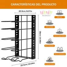 Organizador De Ollas Y Sartenes Para Gabinete Estante Para Ollas Ajustable De 5 Niveles Con 3 MéTodos De Bricolaje Organizador De Tapa De Olla Para Mostrador, Soporte Para Sartenes Y Tapas Antideslizantes, Estante De Ollas MáS Grueso, Organizador De Sartenes Para Armario, Ajustable Para Almacenar Y Organizar Gabinetes De Cocina - Negro - Ver 3