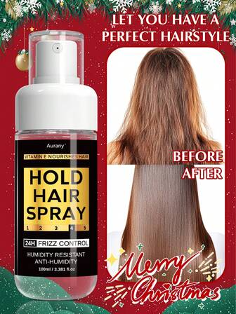 AURANY Hold Hair Spray( Gifts For Christmas & Halloween) For All Hair Types With Vitamin E , Hair Care Spray For 24H Frizz Control, Moisturizing Dry Hair & Humidity Resistance, Suitable For Straight, Wavy, Curly Hair Of Any Length , Great For Daily Hair Maintenance, For Men And Women - 100ML