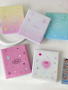 1pc Gradient Wide Life 4-Frame Card Album, Idol Fandom 4-In-1 Small Card Organizer Album, 6-Inch Postcard Photo Album