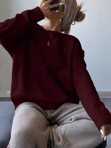 Maglione da donna Joy in maglia, novità autunno/inverno - Maglione di San Valentino autunno/inverno - Design con fiocco cavo sulla schiena, pullover reversibile a maniche lunghe per l'inverno