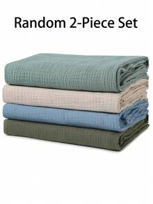 1/2 件装新生儿棉纱布襁褓毯，透气柔软，可作拍嗝巾，婴儿沐浴必备品 - 彩色 - 查看 16