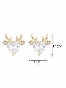 1 Pair Cute Deer Stud Earrings For Women, Minimalist Christmas Deer Earrings,For Daily Wear And Festivals