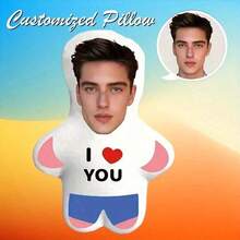 [Customized Product] 1pc Personalized Photo Pillow - 3D Printed Realistic Face And Body Design, Soft Home Decor Pillow, Ideal Gift For Family, Friends And Yourself, Christmas Gift, Thanksgiving Gift, Fall Decor