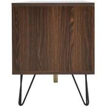 Two-Door TV Unit With Solid Wood Veneer Doors. TV Unit With Two Compartments And A Lower Panel. Gold-Tone Handles And Iron Legs. - 原木色 - 查看 4