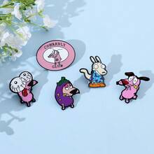 华纳兄弟 1/5 件套可爱卡通胸针套装 创意茄子狗造型珐琅别针 背包服装饰品金属徽章配饰 送朋友的礼物 - 均碼 - 查看 7