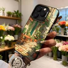Cubierta de teléfono con diseño de jardín italiano verde y terracota para mujer elegante con estampado de patio floral y texto CASETO para uso diario en floristerías y salones Aplicable a los teléfonos de la serie Apple y Galaxy - Blanco - Ver 6
