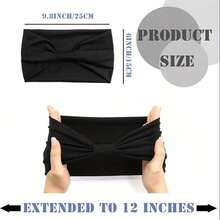 宽弹力发带，适合女孩——防滑瑜伽、运动和波西米亚风发带 | 加厚打结发带，适合所有发质 | 黑色、棕色、灰色、深蓝灰色 | 多功能发饰，多功能发带 | 打结发带 | 防滑设计 - 彩色 - 查看 3