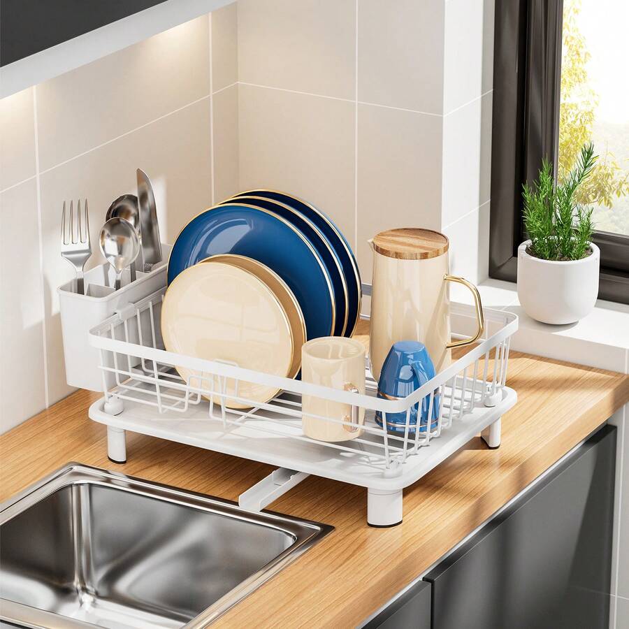 Compact Kitchen Bowl & Dish Rack, Multifunctional Sink Dish Drainer Organizer - Multicolor - View 1