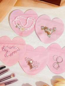 100 st hjärtformade PVC-smyckespåsar, återförslutningsbara genomskinliga påsar, lämpliga för smycken, snacks, företag, bröllop, födelsedag, fest och andra tillfällen - Multifärgad - Visa 1