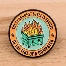 1枚垃圾桶图案珐琅胸针 - 独特的翻领别针徽章，可别在背包和衣服上