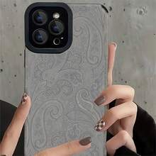 Elegante funda floral de TPU para teléfono que ofrece protección contra golpes y terremotos. Compatible con  16,  16 Pro Max,  15,  15 Pro Max,  14,  13,  12 y  11 Pro. Ideal para regalar en ocasiones especiales. - Gris - Ver 1