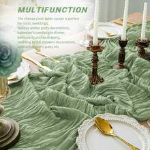 10 Pack Sage Green Cheesecloth Table Runner 17x108 Inch Boho Gauze Cheese Cloth Table Runners For Wedding Party Birthday Home Decor - 鼠尾草綠 - 查看 5