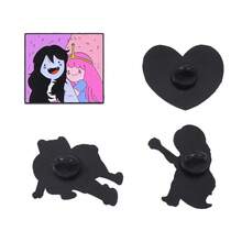 华纳兄弟 1/4 件套时尚卡通胸针套装 个性化情侣吉他女孩珐琅别针 背包服装首饰金属徽章配饰礼品