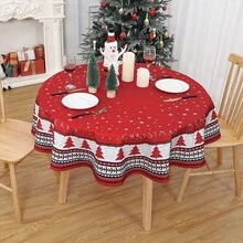 Tablecloths - Red Background, Tree Edge 150cm - View 5