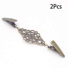 1Pc/2/4/6Pcs Fashion Sweater Clip Geometric Hollow Cardigan Clip Fashion Clothing Decoration Brooch Vintage Alloy Sweater Clip Silk Scarf Cardigan Button Shirt Collar Pin Anti-Slip Buckle Pin Keep Your Cardigan Collar With Fashion Accessories - Multicolor - View 24