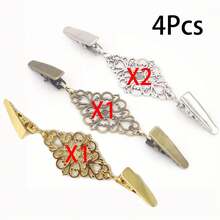 1Pc/2/4/6Pcs Fashion Sweater Clip Geometric Hollow Cardigan Clip Fashion Clothing Decoration Brooch Vintage Alloy Sweater Clip Silk Scarf Cardigan Button Shirt Collar Pin Anti-Slip Buckle Pin Keep Your Cardigan Collar With Fashion Accessories - Multicolor - View 17