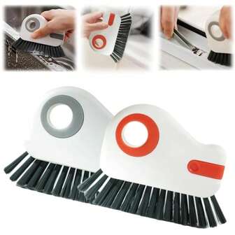 Cepillo de limpieza de ranuras 2 en 1, limpiador de rieles de ventana multifuncional con cerdas rígidas y raspador oculto, juego de cepillos de limpieza para ranuras de persianas, puertas y ventanas de la cocina, color aleatorio