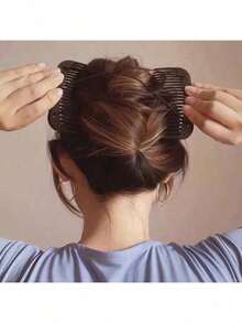 1pc Magic Hair Insert Comb Stretchy Double Comb Adjustable Elastic Hair Comb No Crease Hair Pins Hair Accessories For Women - 黑色 - 查看 8