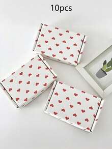 10pcs White Corrugated Airplane Boxes – Red Heart Pattern, For Valentine's Day/Weddings/Birthdays, Holiday Gifting & Small Business Packaging - Multicolor - View 6
