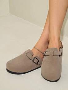 Women's Spring New Round Toe Thick Sole Comfortable Slip-On Casual Fashion Mules - Beige - View 5