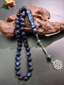 1 件 45 颗 10 毫米穆斯林祈祷珠手链，新款圆形珠子吊坠，经典款（黑色蓝色或棕色黑色可选），适合男女日常或节日佩戴 - 彩色 - 查看 22