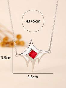 1pc American Dark Gothic Rock Ins Style Asymmetrical Spiked Hexagram Rhinestone Pendant Necklace For Women