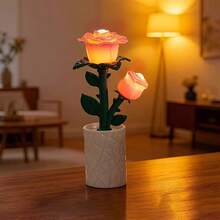 1pc Tulip Flower Sea Building Block Night Light, DIY Handmade Rose Ornament, LED Tulip Table Lamp, Calla Lily Desktop Decorative Light Perfect For Party Decor, Bedroom Decor, Living Room Decor, Home Decor, Wedding Decor, Holiday Decor, Birthday Gifts - 花朵夜燈 - 查看 10