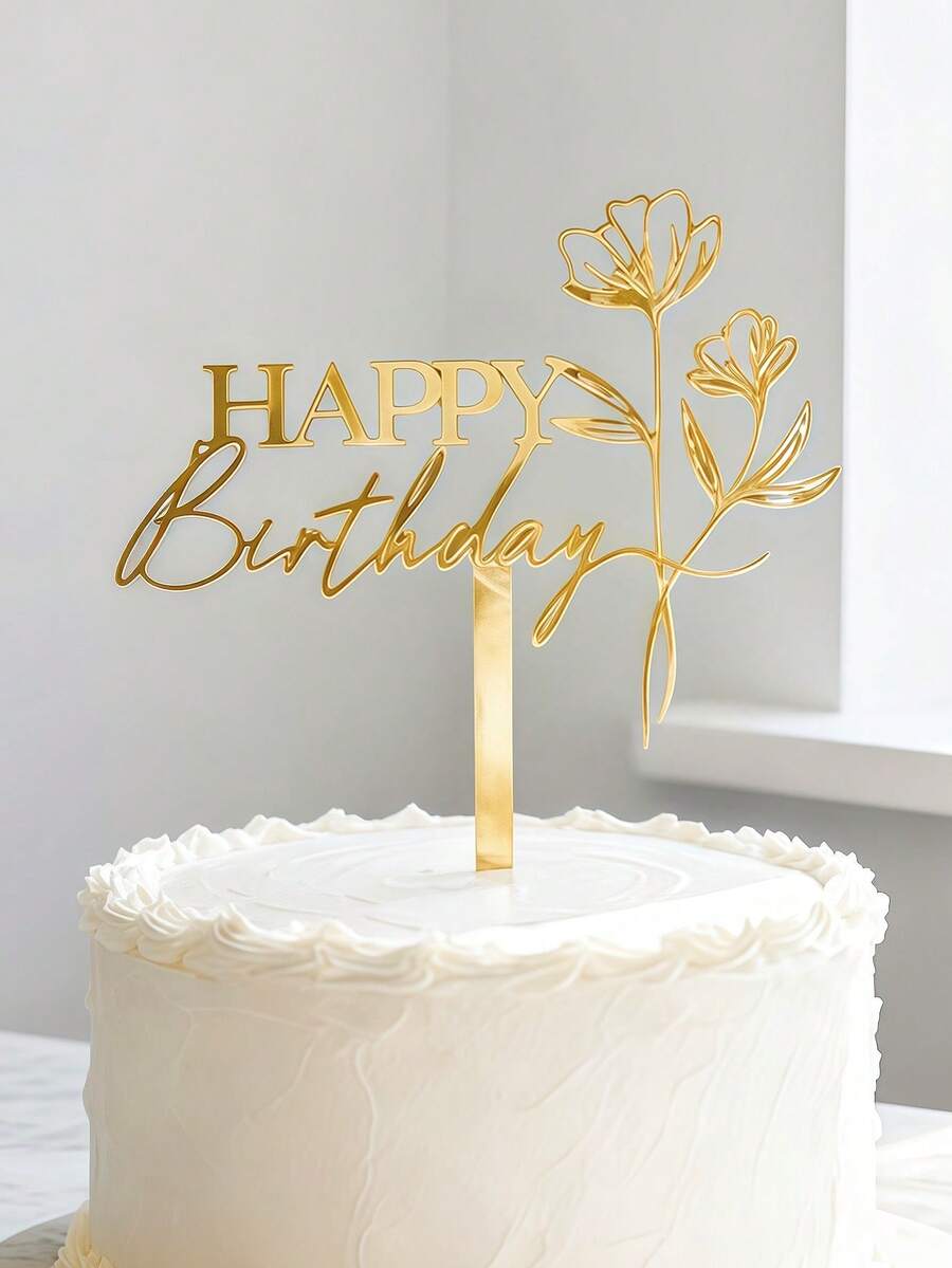 1/3/5/10件蛋糕裝飾插牌 生日蛋糕裝飾 甜點桌佈置 現代文字與花卉蛋糕插牌 生日派對蛋糕裝飾禮品 蛋糕插飾 烘焙用品 烘焙裝飾 蛋糕用品 - 金色 - 查看 1