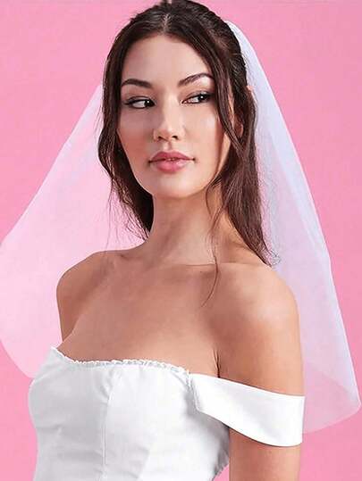 1pc Bride To Be Veil Headband With Comb, Wedding Bridal Veil, Bachelorette Party Accessory