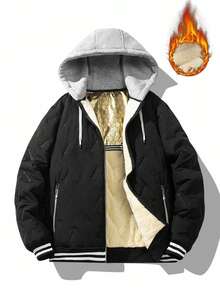 معطف رجالي مبطن بصوف الضأن مع كابوت، مقاوم للرياح ودافئ، مناسب للأنشطة الخارجية في فصل الشتاء.