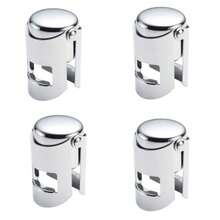 四件套优质不锈钢香槟塞，带硅胶密封圈 - 可重复使用，防漏，适用于香槟、卡瓦、普罗塞克和起泡酒，银色