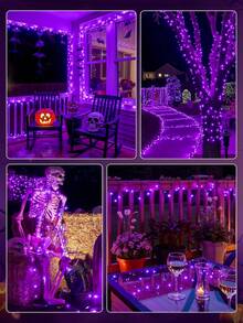 1 pieza Luces de cadena solares, 20/50/100/200 LED Luces de Navidad, Luces de hadas inteligentes con 8 modos - Luces impermeables para exteriores para árbol, patio, jardín, boda, festival, Navidad, Año Nuevo, balcón, cerca (Blanco frío, Blanco cálido, Morado, Multicolor)