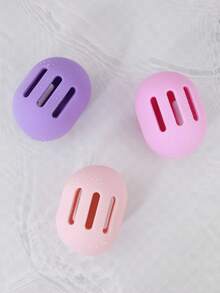 1pc Makeup Sponge Storage Box, Made Of Breathable Silicone Material, Travel Essential, Shatterproof Makeup Sponge Travel Case, Suitable For All Sponges, Hygienic And Portable - Multicolor - View 6