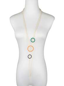 MARLIWOO 1pc Minimalist Hollow Round Pendant Handmade Long Ladies Fashion Necklace, For Daily Wear - Multicolor - View 19