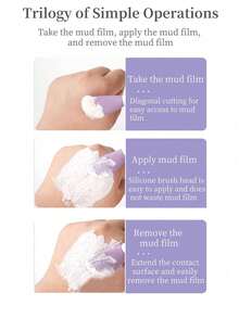 1个双头面膜涂抹刷，闪亮水钻装饰，DIY泥面膜涂抹工具，便携式旅行面部按摩清洁刷，创意礼品 - 銀色 - 查看 6