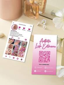 Customized Personalized Hair, Eyelash, Beauty Business Cards, 200/500/1000pcs, Double-Sided QR Code Social Media Contact Cards, Customized Photo & Text Business Card Template Design ,For Family, Lash Tech Supplies - Multicolor - View 42