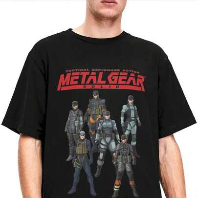 C-AmiS-eta informal de Metal Gear S-olid Snake para hombre y mujer, uniS-ex, de aL-Godón, manga corta, di-vertida, con cuello redondo y estampado de serpiente.Camiseta de cuello redondo 100 % algodón de 220 g para mujer. Adecuada para todas las personas, ya sean mujeres o hombres. Tejido duradero de alta calidad apto para todas las estaciones, suave al tacto pero diseñado para durar. Tops transpirables. Conjuntos de otoño para mujer. Conjuntos de vacaciones para mujer. Disfraz de Año Nuevo para mujer.