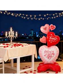 60-Inch Romantic Heart-Shaped Foil Balloon - No Power Needed, Suitable For Weddings, Anniversaries, Birthdays, Engagements - Perfect Couples Gift, Holiday Decor, No Power Source Required - Multicolor - View 4