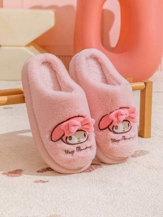  Sanrio Cute Girls' Indoor Slippers, Casual Flat Shoes, Warm Slippers For Teenagers